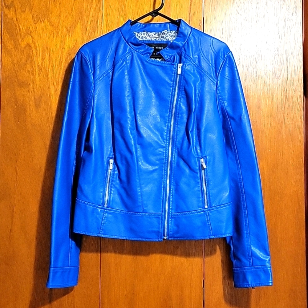 Black Rivet blue leather jacket